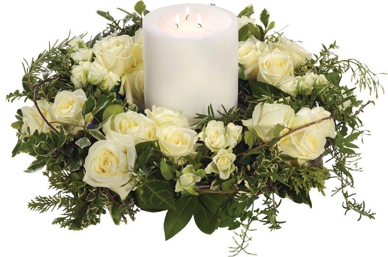 White Rose Wreath and Candle.