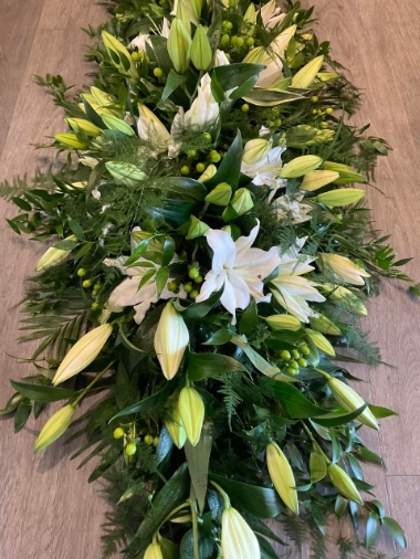 White lily coffin spray