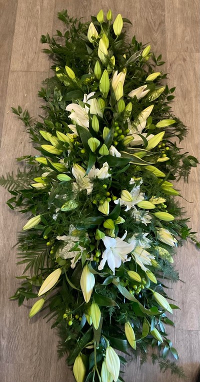 White lily coffin spray